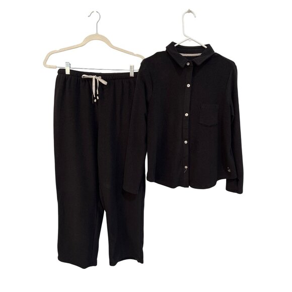 Cuddl Duds Petite PJ Set Size Medium Fleecewear Stretch Notch Collar Loungewear - Picture 2 of 11